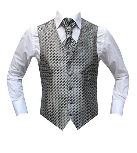 MMUGA Hochzeitwesten Set mit Plastron Grau 46