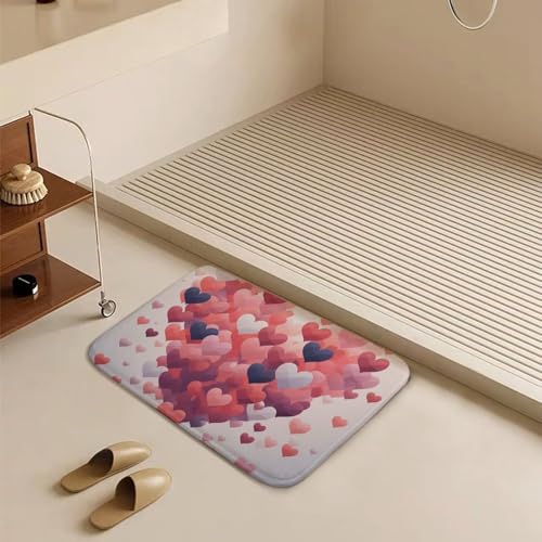 Tapis de salle de bain design cœurs pour sortie de douche cocooning - 8