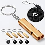 BEIHOOホイッスル 防災 笛 大音量 軽量 アルミ合金製 キーチェーン付き 防災グッズ 防犯 アウトドア 審判用 キャンプ スポーツ (ゴールド-5 セット)