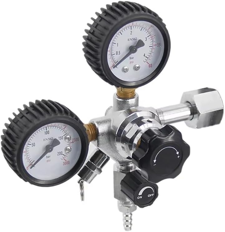 CO2 Regulator for Draft Beer Kegs, Dual Gauge, Adjustable Pressure Valve, W21.8/CGA320 Fitting, Homebrew & Commercial Kegerator Use(CGA32 Inlet)