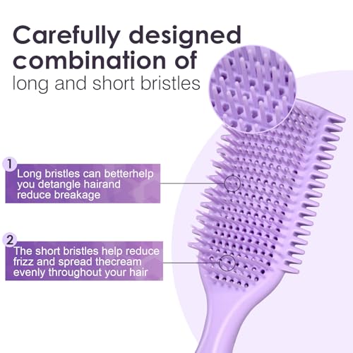 Image of Curl Defining & Detangling Brush - Dual-Vented Curly Hair Brush for Wet & Dry Hair with Flexible Bristles - Reduces Frizz & Smooths Knots - For All Hair Types & Users (Black)