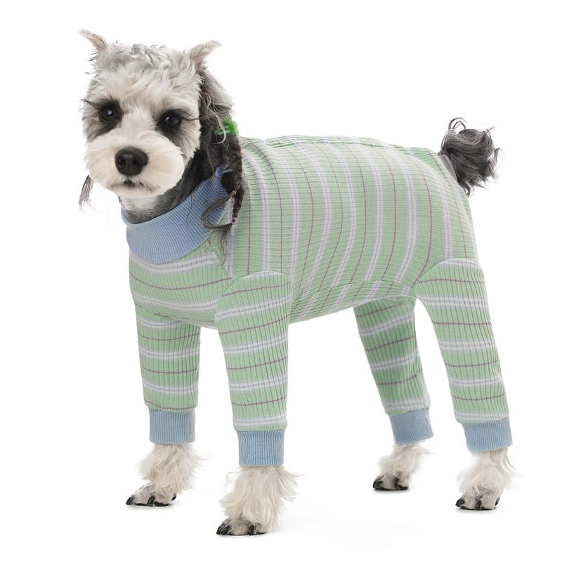 Image of Dog Surgery Recovery Suit for Small Dogs, 4-Legged Dog Onesie After Surgery with Back Snaps, Breathable Cotton Spay and Neuter Bodysuit for Female and Male Dogs