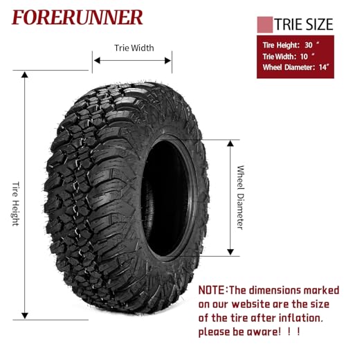 Image of FORERUNNER 30x10R14 ATV Tires, All Terrain AURORA (Pack of 4, Tubeless) | FORERUNNER 8PR 30x10R14 ATV UTV Trail Mud Sand Off-Road Tires