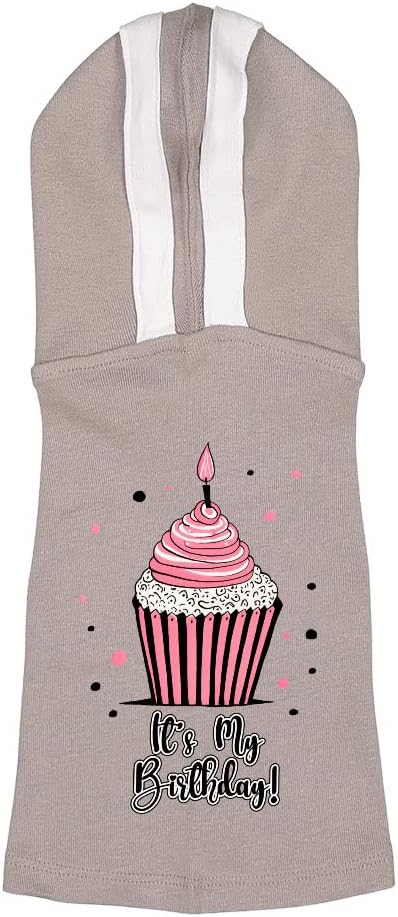 It's My Birthday Dog Shirt with Hoodie - Cupcake Dog Hoodie - Kawaii Dog Clothing - Black White, M