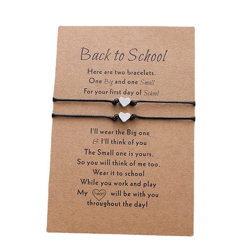 Image of CJIAYUJEW Back to School Gift Bracelet Kindergarten Bracelets,Mother and Daughter Bracelets Set Mommy and Me Heart Matching Wish Bracelets,First Day of School Gifts (D, Stainless Steel)