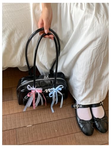 Women's Zipper Shoulder Handbags Double Strap Underarm Bags Y2K Japanese Purse3