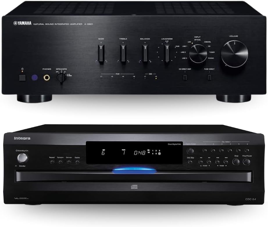 A-S801BL Integrated Amplifier & CDC-3.4 6-Disc CD Changer - Home Theater Audio Bundle