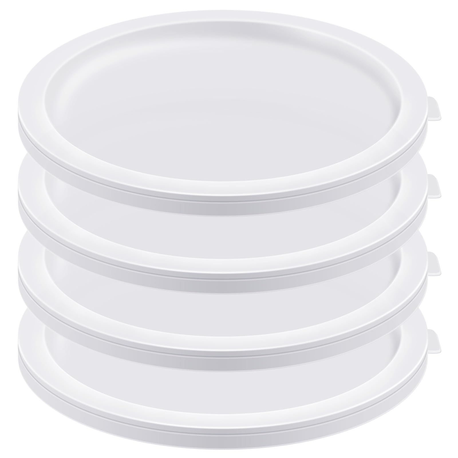 Blushtier 4 Pack Round Lid for 12/18/22 Qt Round Storage Containers with Stackable Design, Translucent Plastic Commercial Food Storage Lids for Restaurant Cafeteria Pantry
