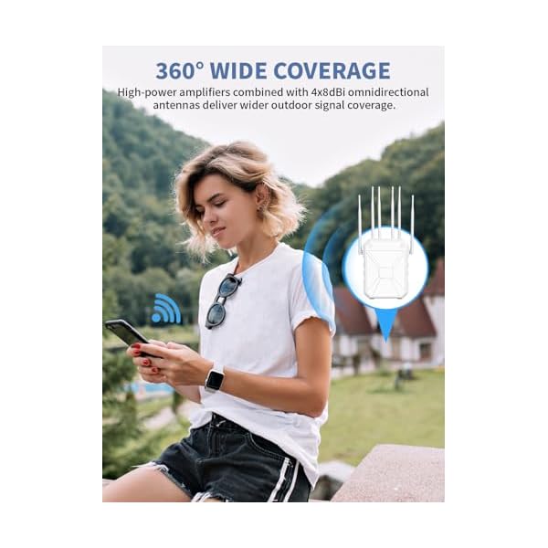 AX1800 Outdoor WiFi Extender, IP67 Weatherproof Outdoor Wireless Access Point, Supports Extender/AP/Repeater, Dual Band High Power Long Range Outdoor WiFi Extenders Booster for Farm Backyards Garages - Image 7