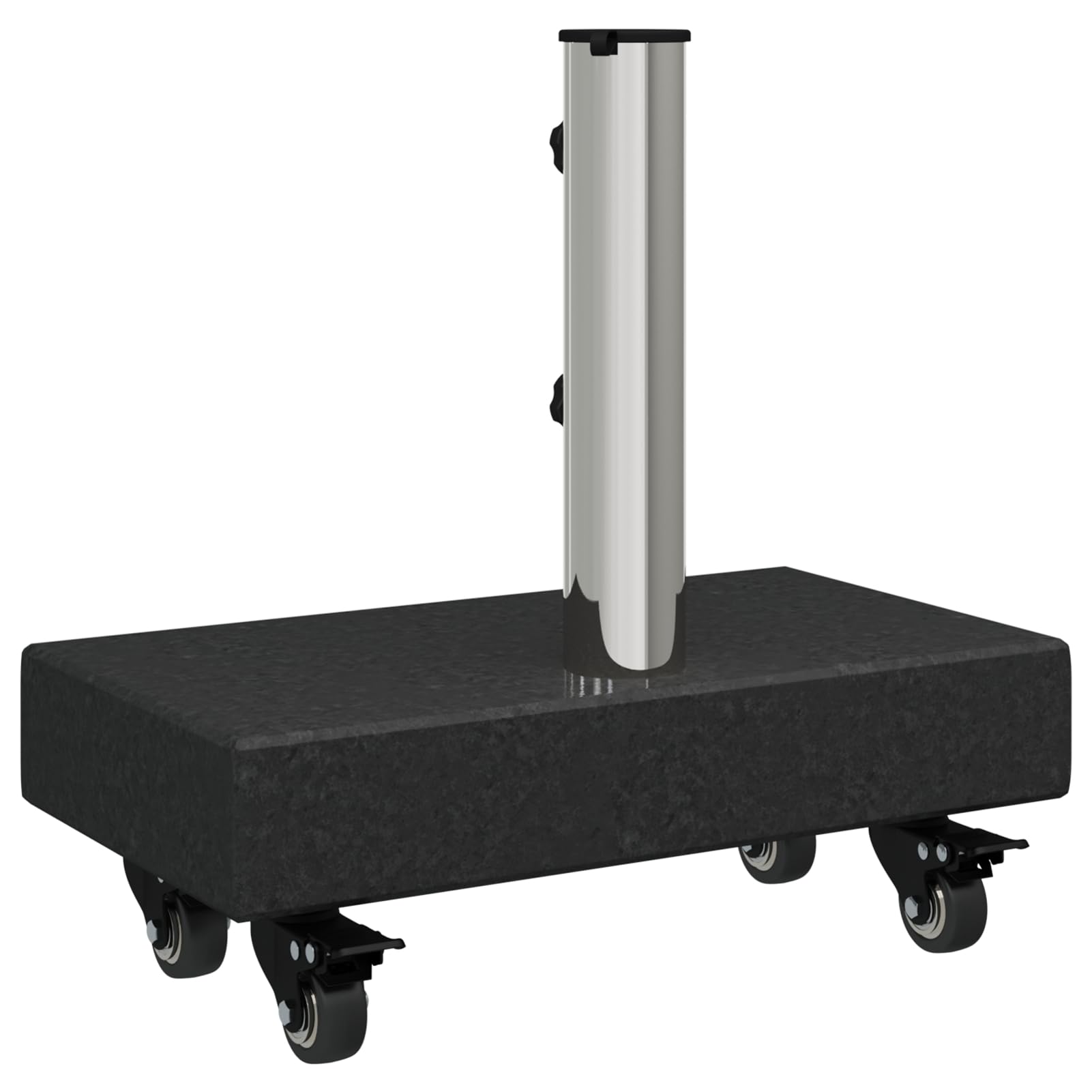 Pied de parasol pivotant pour barres de Ø 38/48 mm - Granit noir - 25 kg - Rectangulaire - Pour terrasse, café, piscine