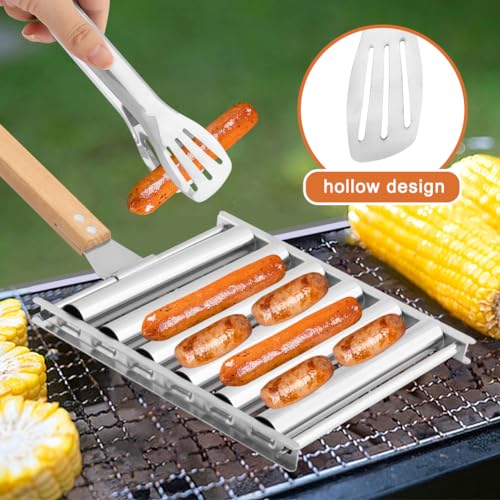Rodillo para hot dogs con espátula y mango de madera miniatura 6