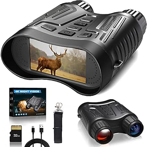 4K Night Vision Binoculars - Rechargeable Night Vision Goggles, 3.2'' Digital Infrared Night Vision can Save Photo and Video with 32GB Memory Card Cover