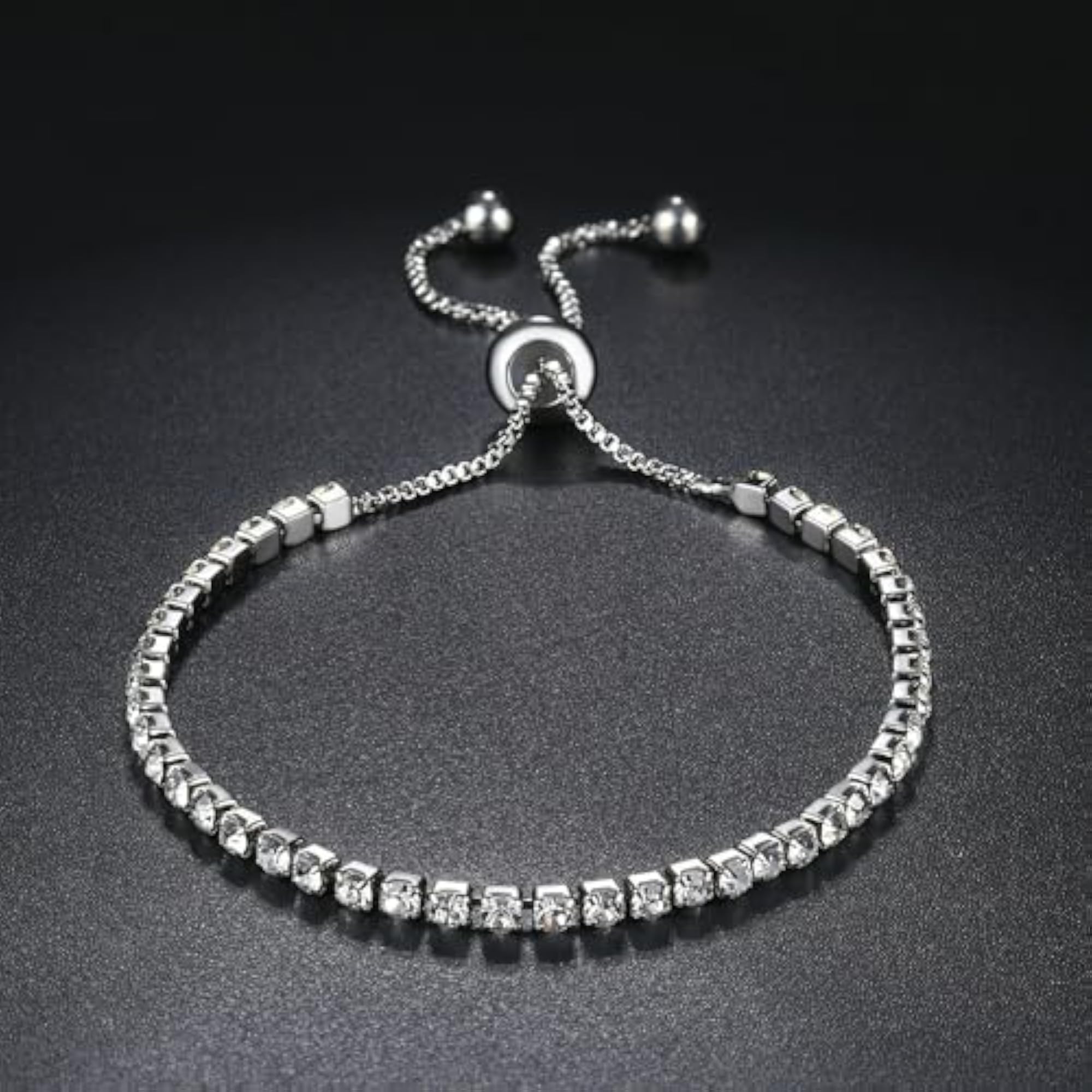 Cubic Zirconia Studded Adjustable Tennis Bracelet, Stylish Gift