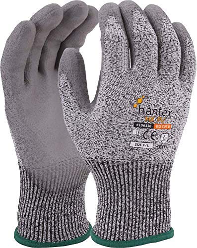 10 Pairs of Hantex® HX3-PU Cut Resistant Level 3 B Gloves HPPE PU Palm Breathable Light WT (8 / Medium)