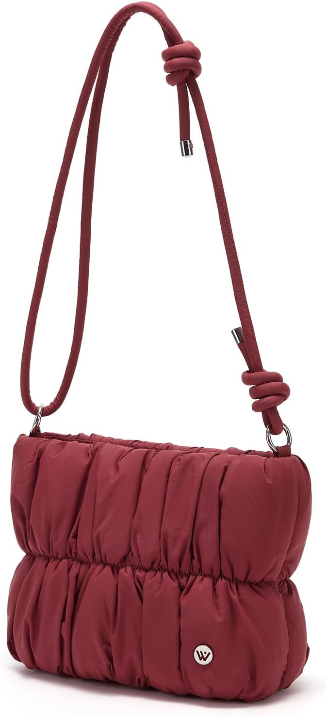 WESTBRONCO Puffer Shoulder Bag for Women Nylon Quilted Purse Puffy Shoulder Purse Lightweight Handbags with Adjustable Strap