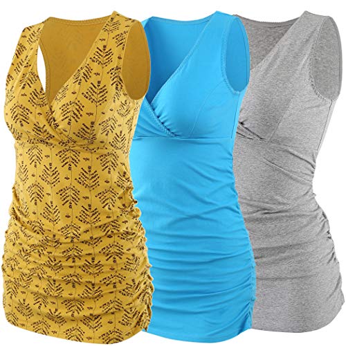 Image of KUCI Maternity Nursing Tank Top, Women Maternity Pajama Tops Nursing Cami Sleep Bra for Breastfeeding