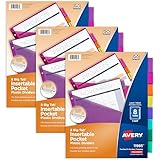 Avery 2 Pocket Plastic Dividers for 3 Ring Binders, 8 Insertable Tabs Per Set, Multicolor, 3 Pack