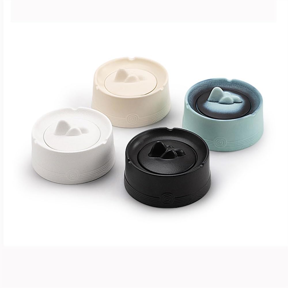 Posacenere in ceramica con coperchio, posacenere da tavolo per interni ed esterni, casa, ufficio, giardino, bar, decorazione, supporto per fumatori, decorazione (blu)
