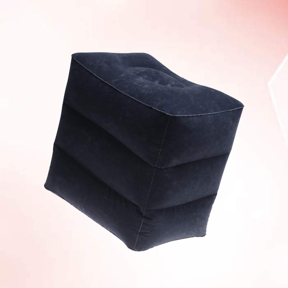 VILLCASE Gonflable pour Avion Coussin Relaxant Portable Tabouret avec Tube Gonflable Et Pochette De Rangement pour Fauteuil Inclinable Bleu Foncé