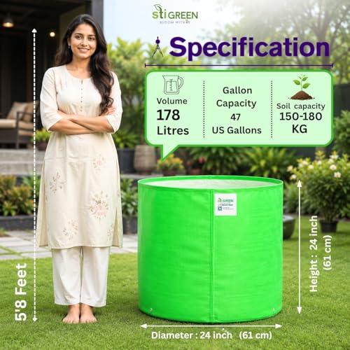 Image of HDPE Grow Bags 24X24 Inch (Pack of 5) | 260 GSM Plant Grow Bags UV-Protected Garden Bag | Growbags for Plants Terrace Gardening | Heavy Duty Plant Bag
