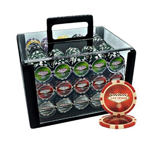 600pcs 13.5G Las Vegas Casino Poker Chips Set with Heavy Duty Acrylic Case & Chips Trays