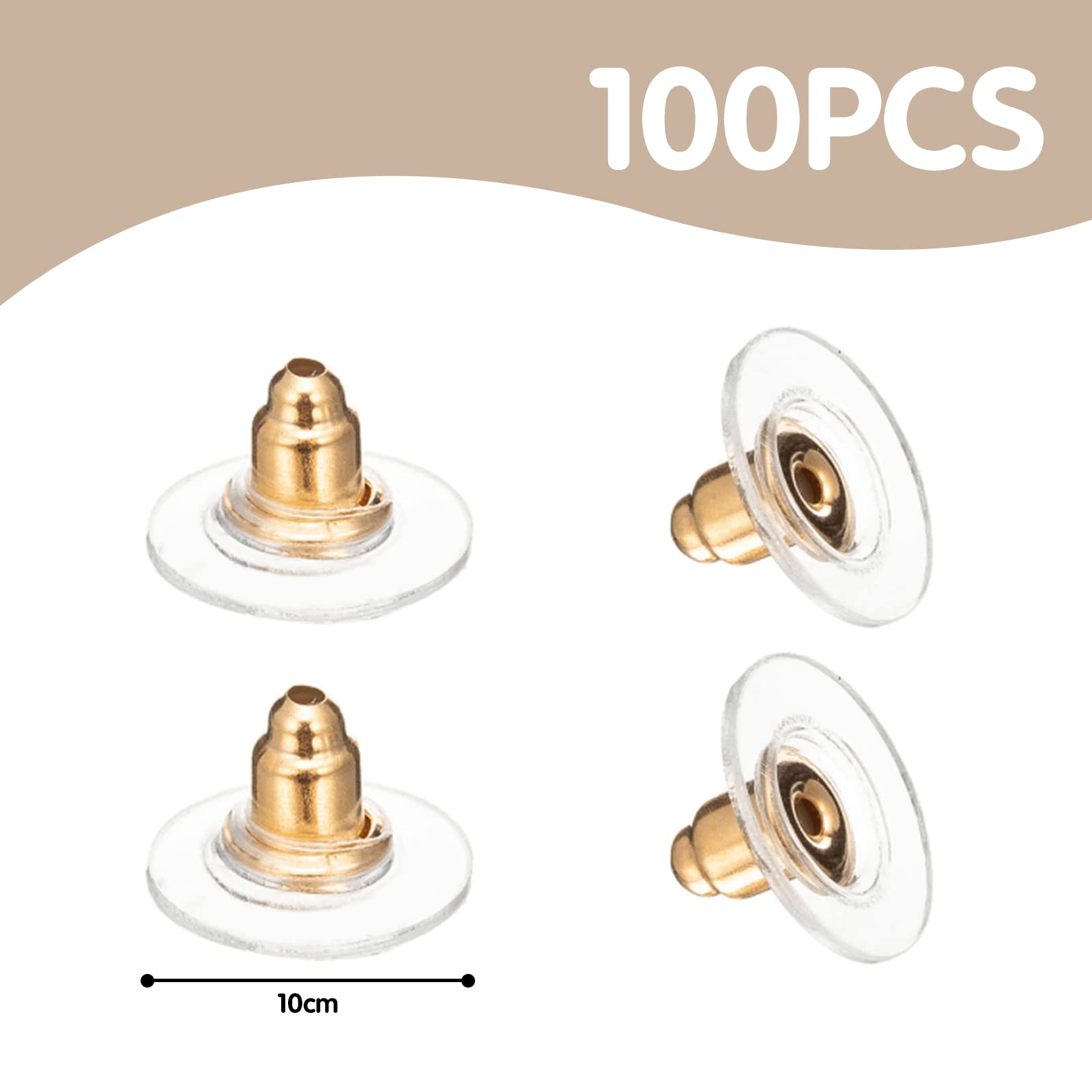100 tappini in silicone per orecchini, da applicare sul retro degli orecchini, 4 forme, trasparenti