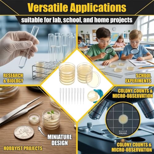 9 Pièces Boite De Petri, Boîtes de Pétri Transparentes, Boîtes de Pétri Stérilisées, avec 9 Pipettes de Transfert 2ml, Pour Etudes Biologie Expérimentale en Laboratoire – vue 3