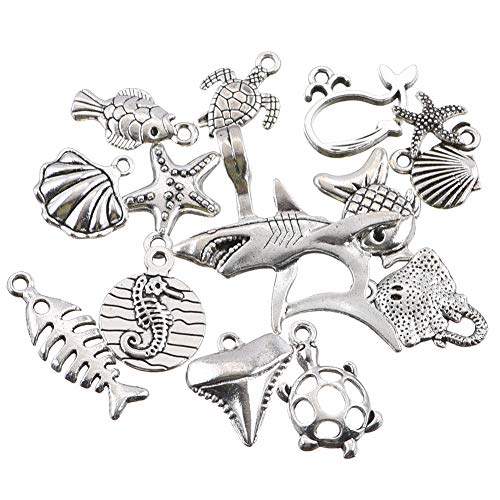 100G Antique Silver Plated Marine Organism Fish Charms Pendant Diy Bracelets Necklace Jewelry Making Craft Wholesale 7Mm -30Mm(A358) #TOP5