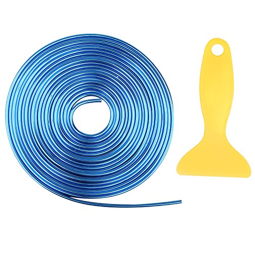 Futheda Car Trim Interior Strips Automobile Car Filler Line Easy Push In Removable 3D DIY Car Styling Interior Exterior Article Decoration Mouldings Trim for Universal Car Accessory 5M Bright Blue