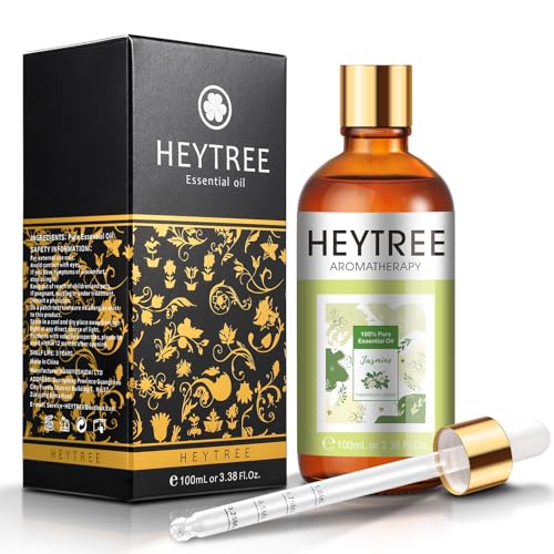 HEYTREE Aceite esencial de jazmín para el perfume y la relajación - Crea un estado de ánimo romántico y un buen sueño - Grado terapéutico puro para la aromaterapia, Difusor y fabricación de velas