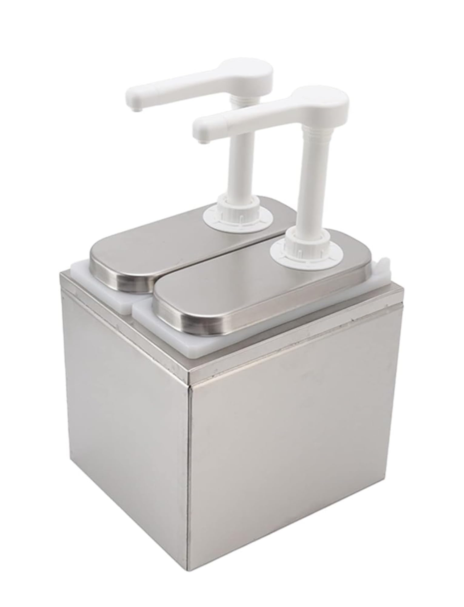Generico Dispenser for condimenti con Pompa for sciroppo in Acciaio Inossidabile da 2 Litri, Dispenser for Salse, Adatto for Miele, Latte, Cioccolato(2L Double Pump)