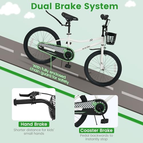 Image of BABY JOY Kids Bike, 12 14 16 18 Inch Boys Girls Bike for 3-8 Years w /Training Wheels, 20 Inch Children Bicycle for 8+ Teens w /Kickstand, Handbrake, Coaster Brake & Removable Basket, Sporty Bicycle