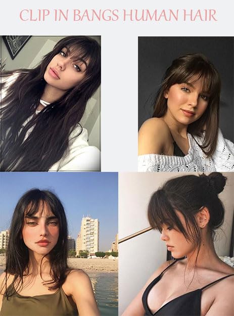 Miniatura 5 de Flequillo con clip de cabello 100 % real, extensiones de cabello humano 100 % real, flequillo francés, flequillo francés con clip para mujer