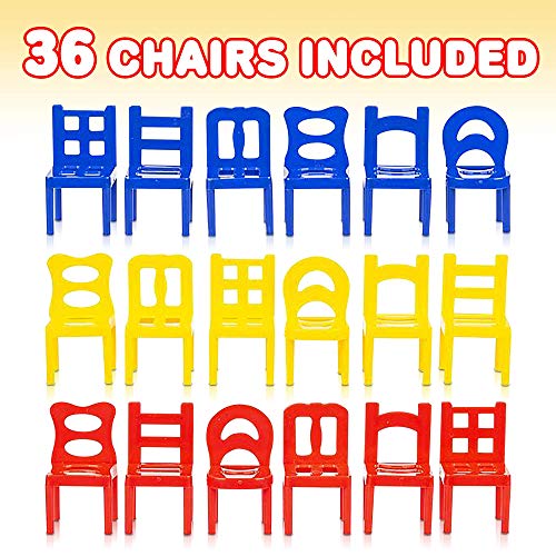 Gamie Balancing Chair Game, 2 Sets, Stacking Chair Games With 18 Mini Chairs & Instruction Guide, New Family Game Night Games For Children, Development Learning Game For Coordination & Balance #TOP1