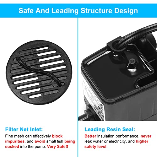 Image of DaToo 160GPH 10W Submersible Water Pump Fountain Pump Ultra Quiet For Aquariums Fish Tank Pond Fountain Statuary Water Feature Hydroponics