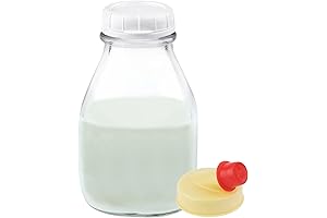 Kitchentoolz 16 Oz Glass Milk Bottle with Lid for Refrigerator