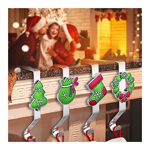 ZAselect Weihnachtsstrumpf-Kleiderbügel für Kamin, 4 Stück Weihnachtsstrumpfhalter für Kamin, Strumpfhaken für Kamin, Strumpfhalter, Weihnachtsstrumpfhalter für Regale Cover