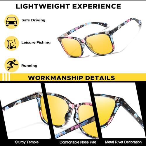 LVIOE Night Driving Glasses for Women Men, Anti Glare Night Vision Glasses Polarized Yellow Lens for Driving UV400 Protection4