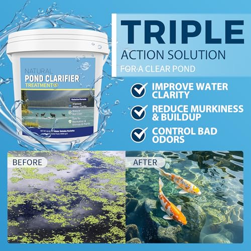 Image of LMJP Pond Clarifier Treatment - 12 Packets Natural Pond Water Clear for Outdoor Lakes - Beneficial Enzymes to Improve Water Clarity & Eliminate Odor - Treats Up to 144000 Sq Ft
