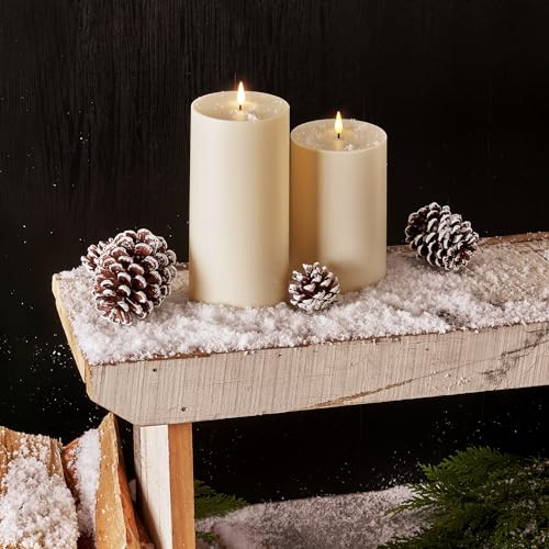 Image of LampLust Outdoor Flameless Candles Waterproof, 2 Pack, 4x6 & 4x8 Ivory Pillar Candles Set, LED Candles Flickering with Remote & Timer Included, Battery Operated, Outdoor Candles for Patio Decor