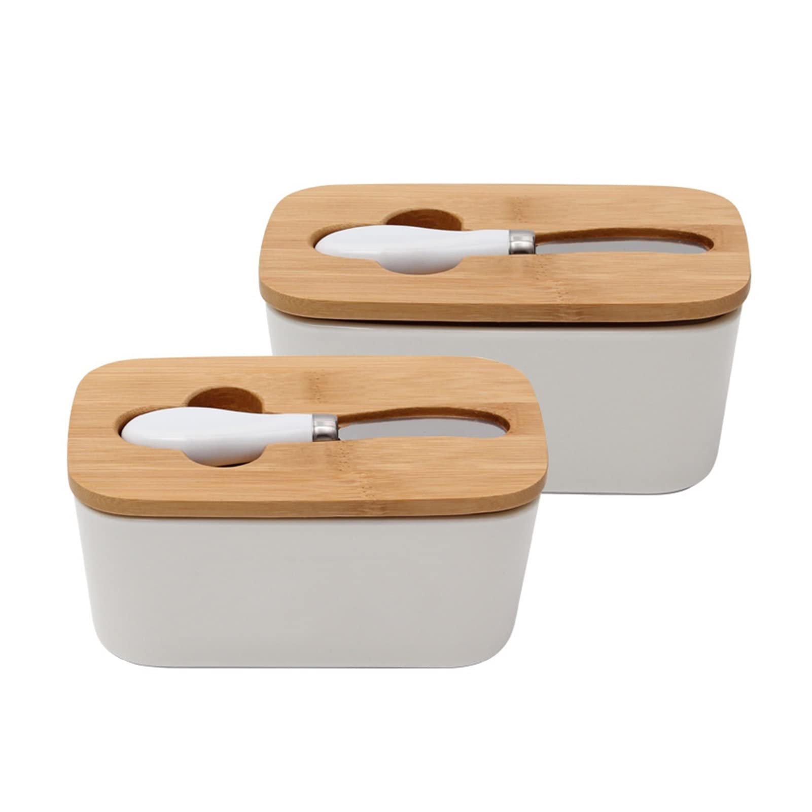 Plato De Mantequilla De Madera Elegante Con Tapa Y Cuchillo - Decoración Para Cocina Y Quesos