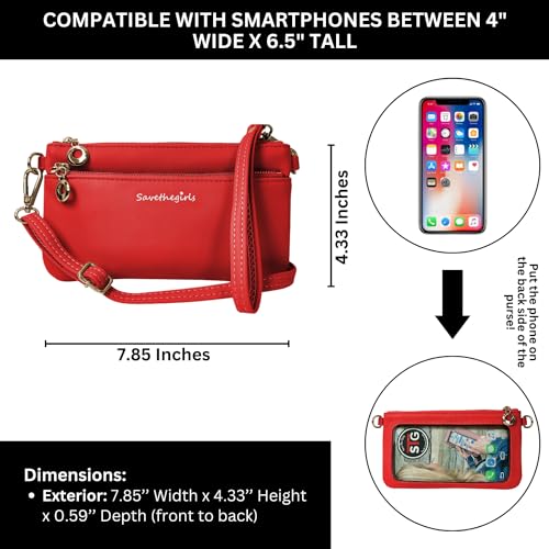 Image of Save the Girls Cell Phone Purse - Touch Screen Women's Crossbody Bag - Clutch Purses for Women (Bella)