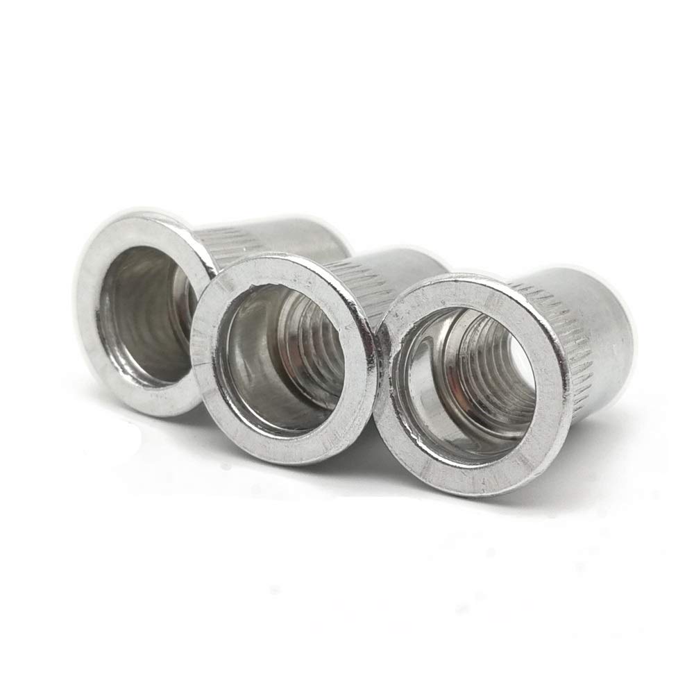 Nakrętka nitowa Nakrętka ślepa, Nitonakrętka aluminiowa z płaską główką, różne rozmiary M3 M4 M5 M6 M8 M10(M4 (100pcs))