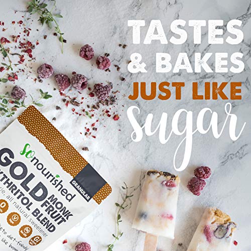 GOLD - Brown Sugar Alternative (1 lb / 16 oz) Substitute 1:1 Sugar Replacement - Monk Fruit Erythritol Sweetener for Low Carb Dieters and Diabetics - No Calorie Sweetener, Non-GMO