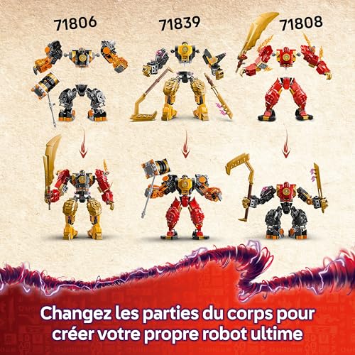 LEGO Ninjago Le Robot De Spinjitzu d’Arin - Figurine Articulée Combinable avec Autres Sets - Bébé Dragon Riyu & 2 Minifigurines Ninjas - Cadeau pour Garçon 7 Ans & Fans Soulèvement des Dragons 71839