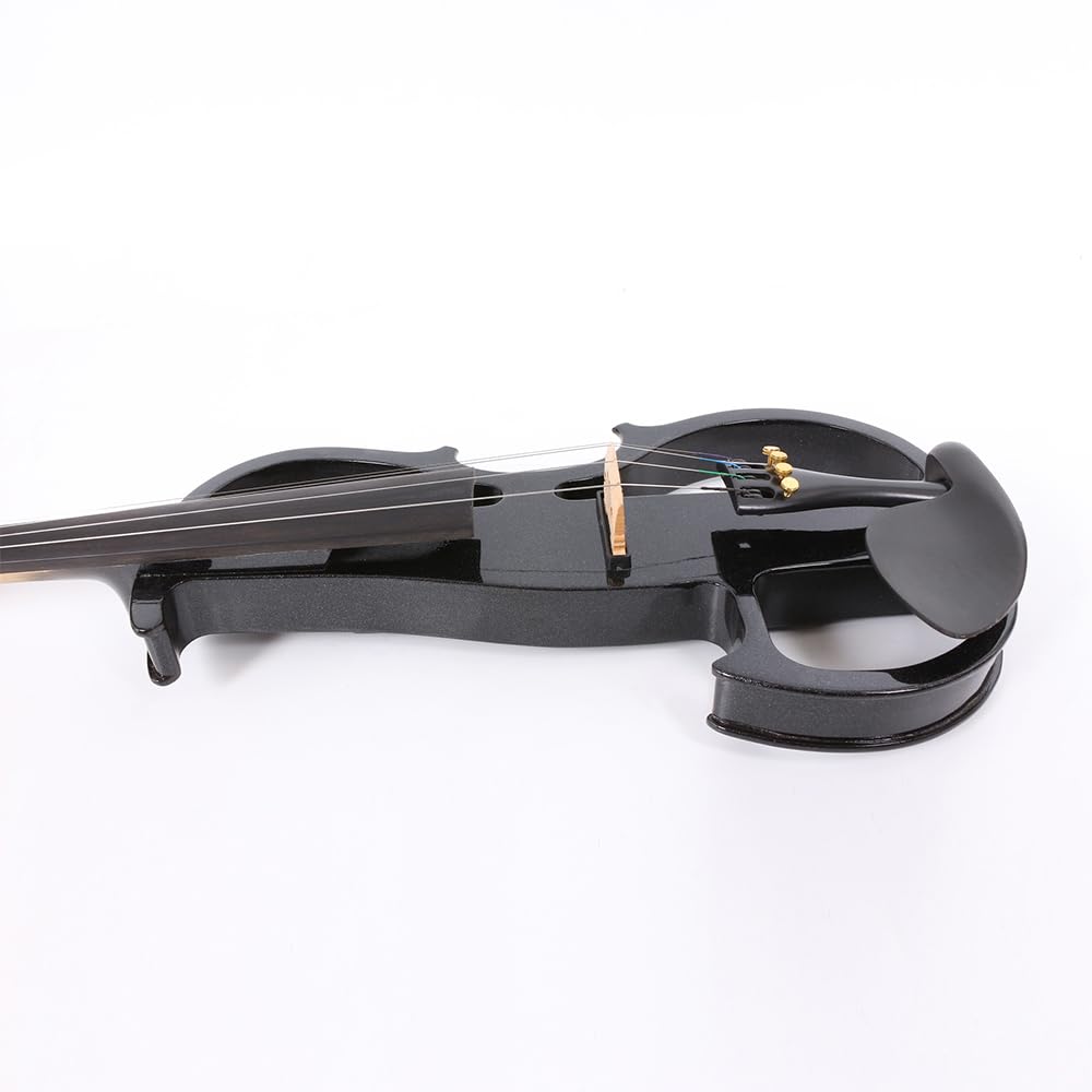 Viola Elettrica 4/5 Viole Nere Kit Studenti o Principianti con Custodia, Arco, Panno di Pulizia, Strumenti Musicali a Corda (01)