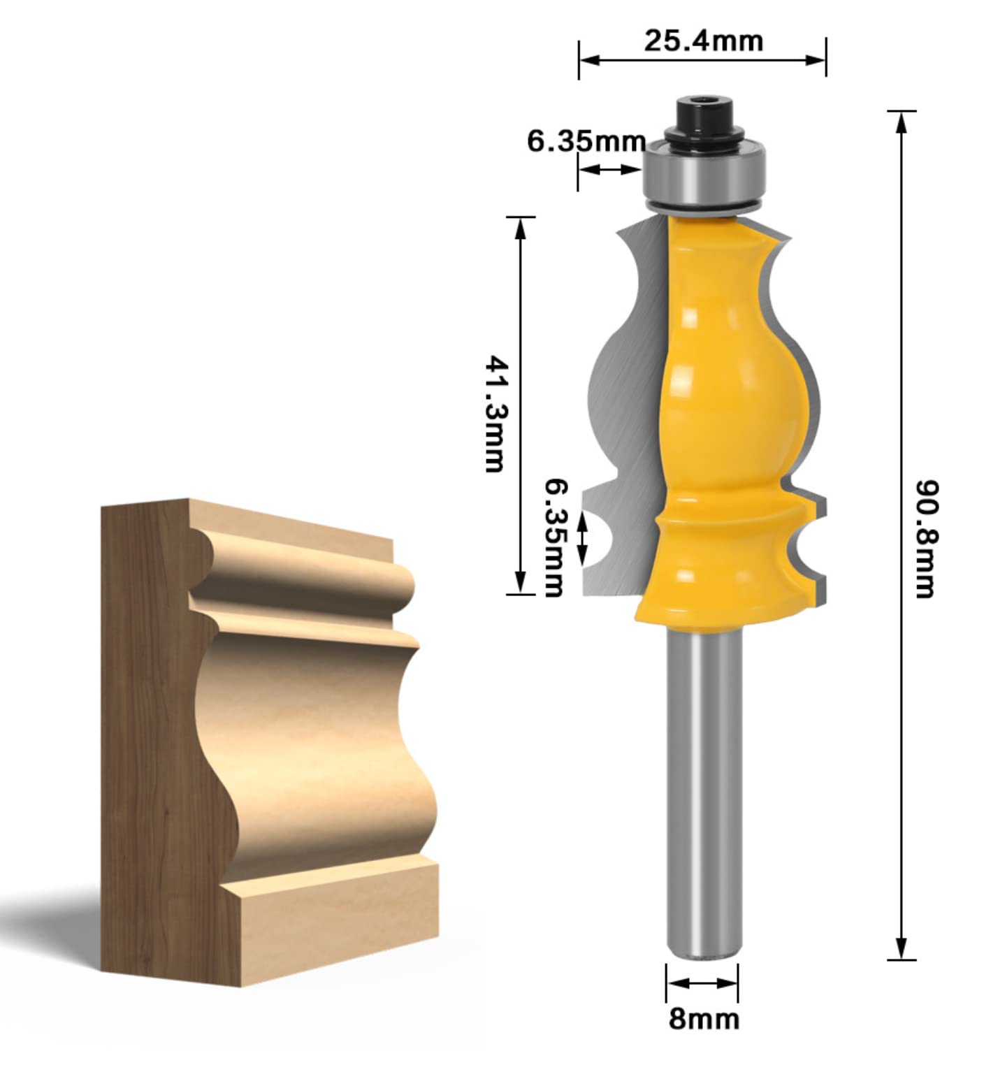 APlus - Set di frese da 8 mm, per la lavorazione del legno e delle linee [3 pezzi]