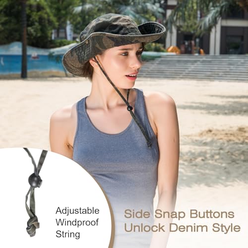 Image of Bucket Hat Wide Brim UV Protection Sun Hat Boonie Hats Fishing Hiking Safari Outdoor Hats for Men and Women