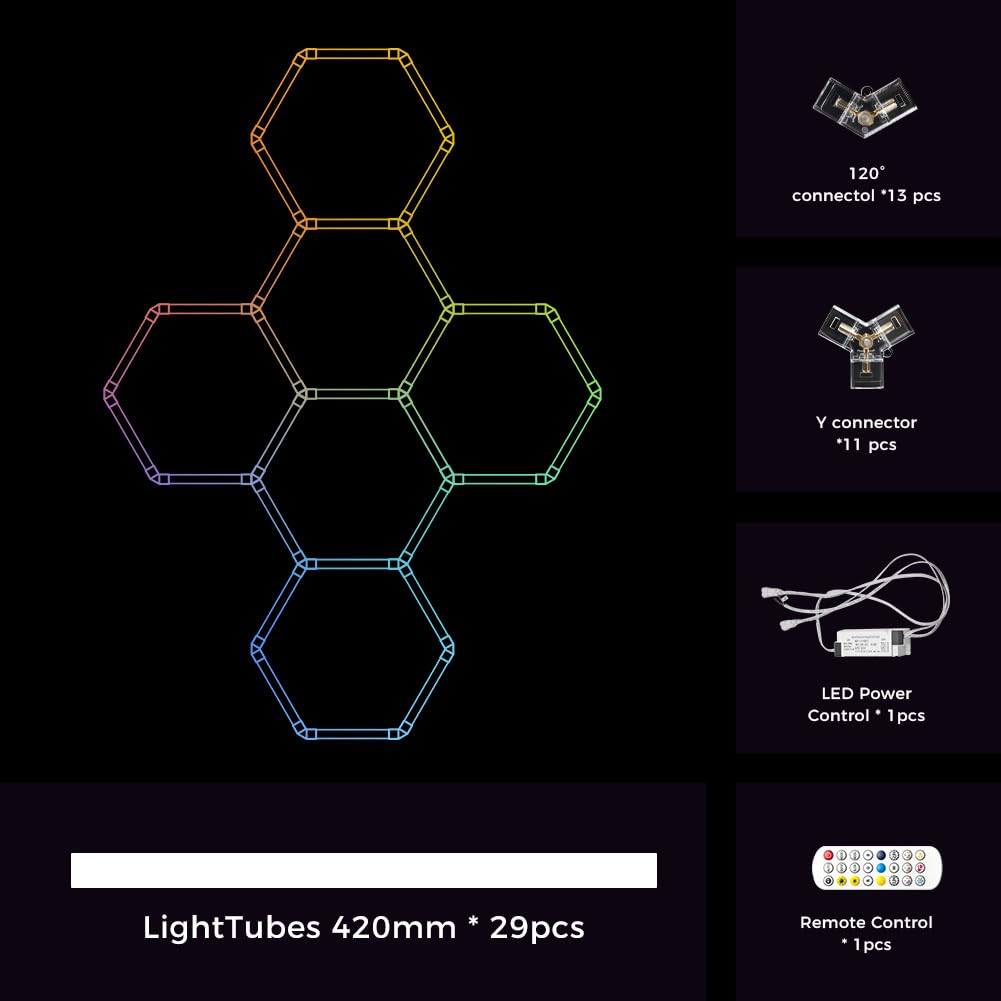 6 luci esagonali a LED RGB con modalità di sincronizzazione musicale, controllo app e telecomando, luce a nido d'ape multicolore per sala giochi, palestra e garage