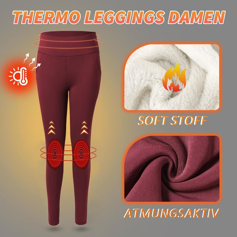 Fleece Lined Yoga Pants - High Waisted 4-Way Stretch Thermal for Winter Running & Gym - Image 4